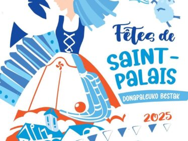 Affiche des Fêtes de Saint-Palais 2025 / Donapaleuko bestak 2025 afitxa/ Du 18 au 21 juillet. Uztailaren 18tik 21 arte.