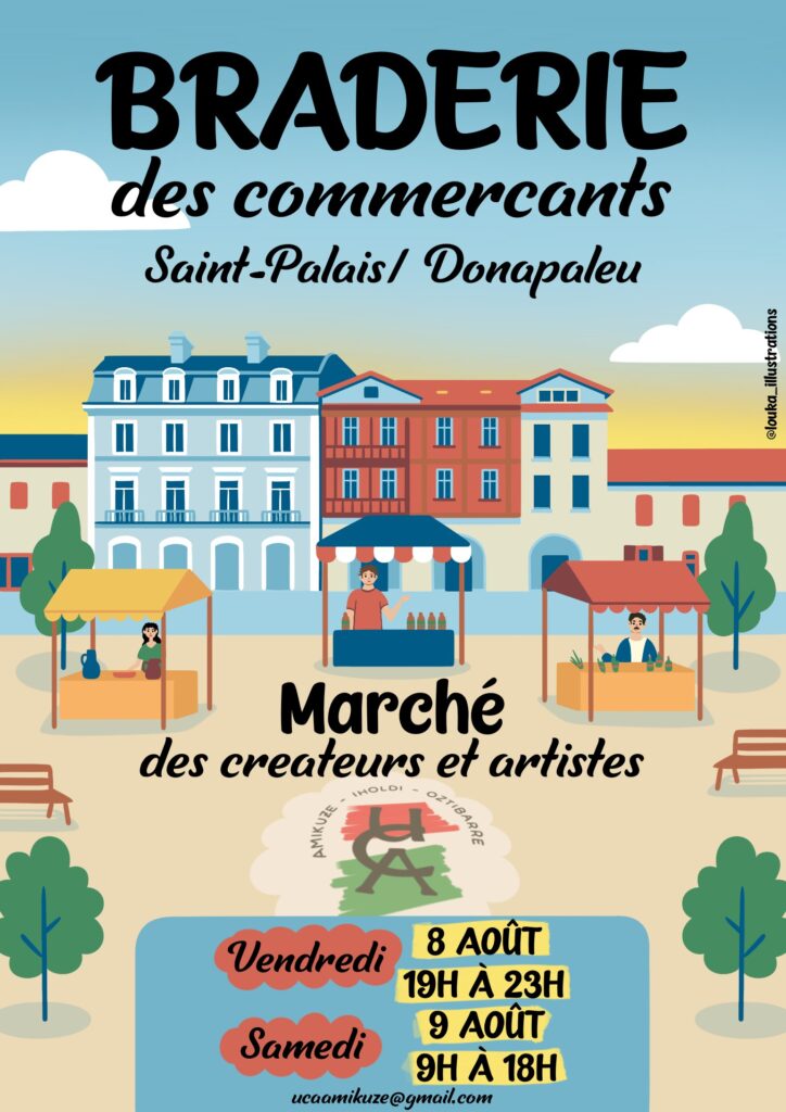 Braderie des commerçants et marché des créateurs les 8 et 9 août à Saint-Palais.