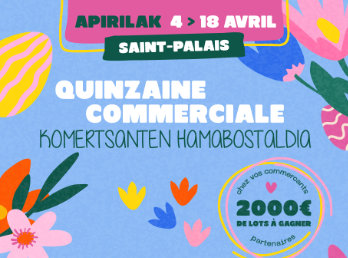 La Quinzaine commerciale du Printemps est organisée par les commerçants de l'Union Commerciale d'Amikuze. Elle aura lieu du 4 au 10 avril et proposera des animations jeunesse ainsiqu'un tirage au sort avec 2000 € de lots à gagner.